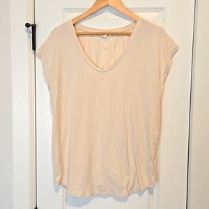 Cream, women's large tall scoop neck cap sleeve shirt